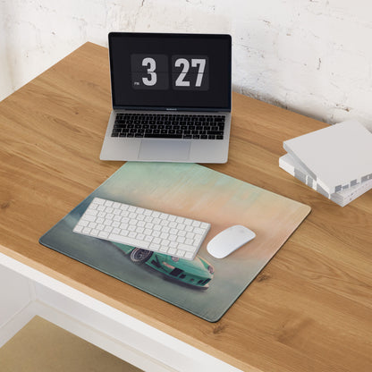 Porsche 911 Inspired Mint Green Widebody GT Wing Desk Mat – High-Precision XL Gaming Mousepad