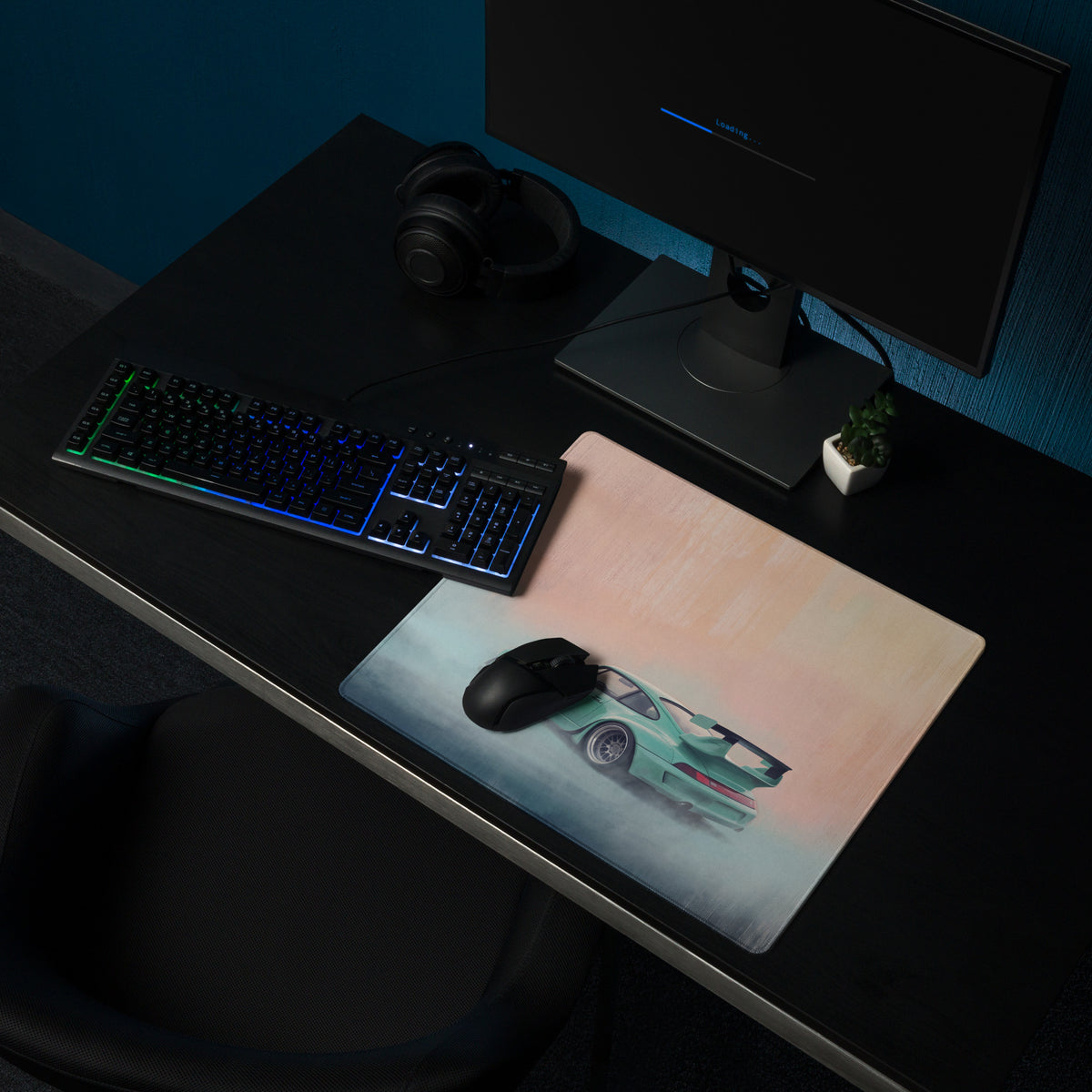 Porsche 911 Inspired Mint Green 993 Widebody GT Wing Desk Pad – Ultra-Glide Stitched Edge Gaming Mouse Mat