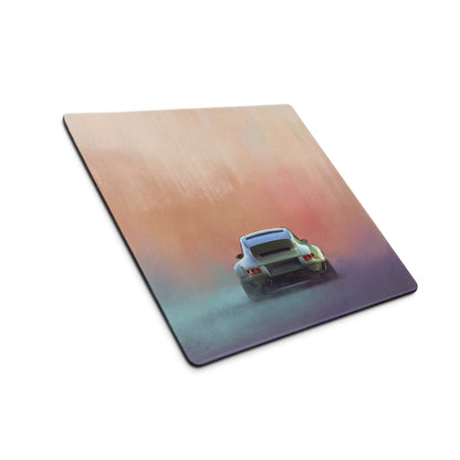 Porsche 911 Inspired Olive Green Restomod Rear Profile Desk Mat – Low-Friction Cloth Setup Mousepad