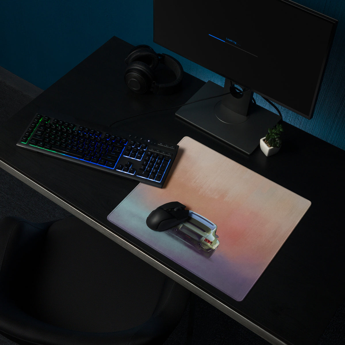 Porsche 911 Inspired Olive Green Restomod Rear Profile Desk Mat – Low-Friction Cloth Setup Mousepad