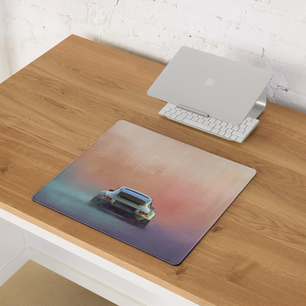 Porsche 911 Inspired Olive Green Restomod Rear Profile Desk Mat – Low-Friction Cloth Setup Mousepad