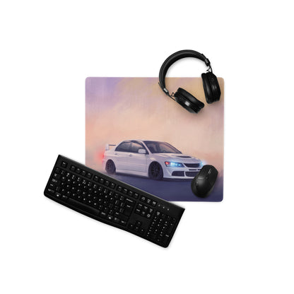 Mitsubishi Lancer Evolution Inspired Pure White Evo IX Desk Mat – High-Precision XL Gaming Mousepad
