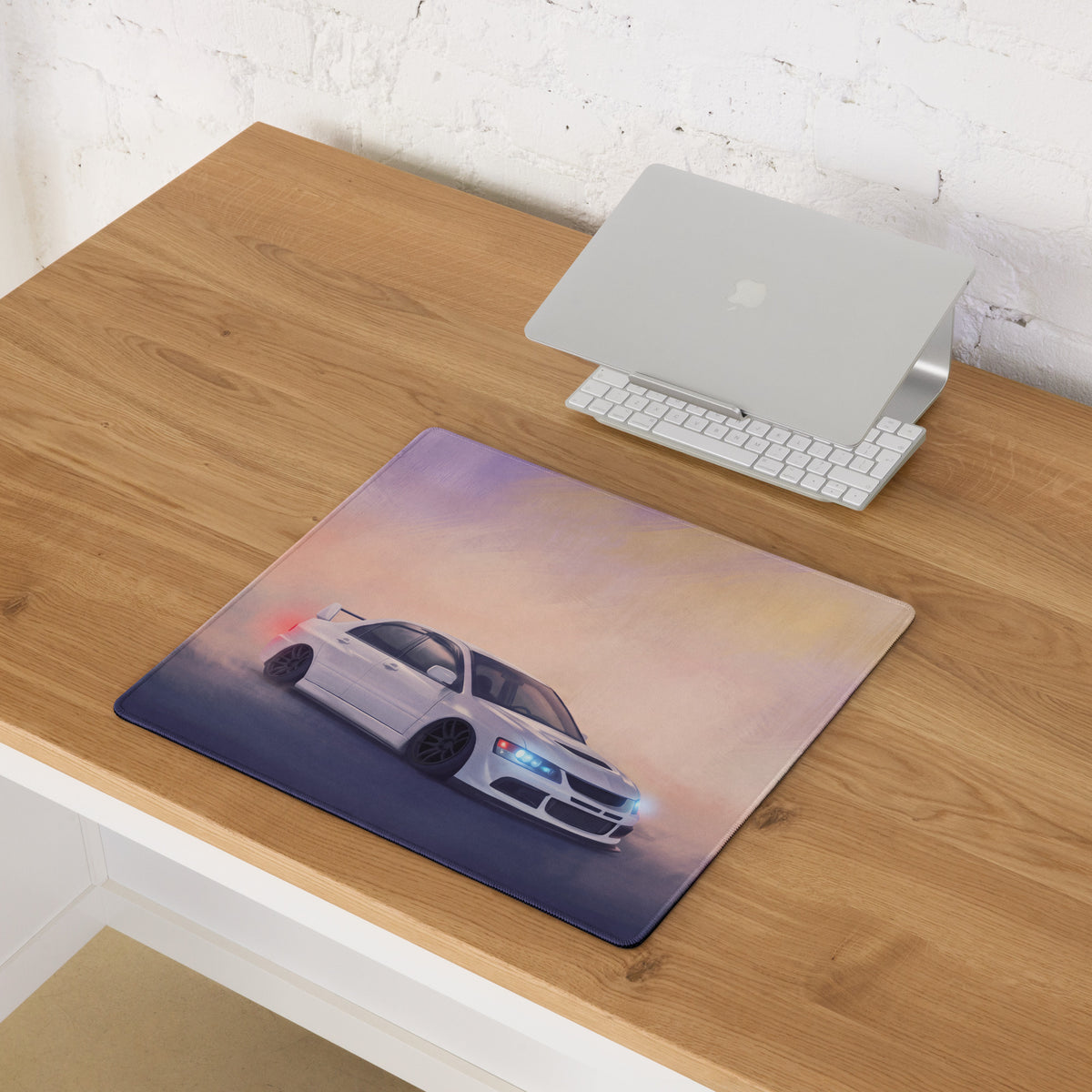 Mitsubishi Lancer Evolution Inspired Pure White Evo IX Desk Mat – High-Precision XL Gaming Mousepad