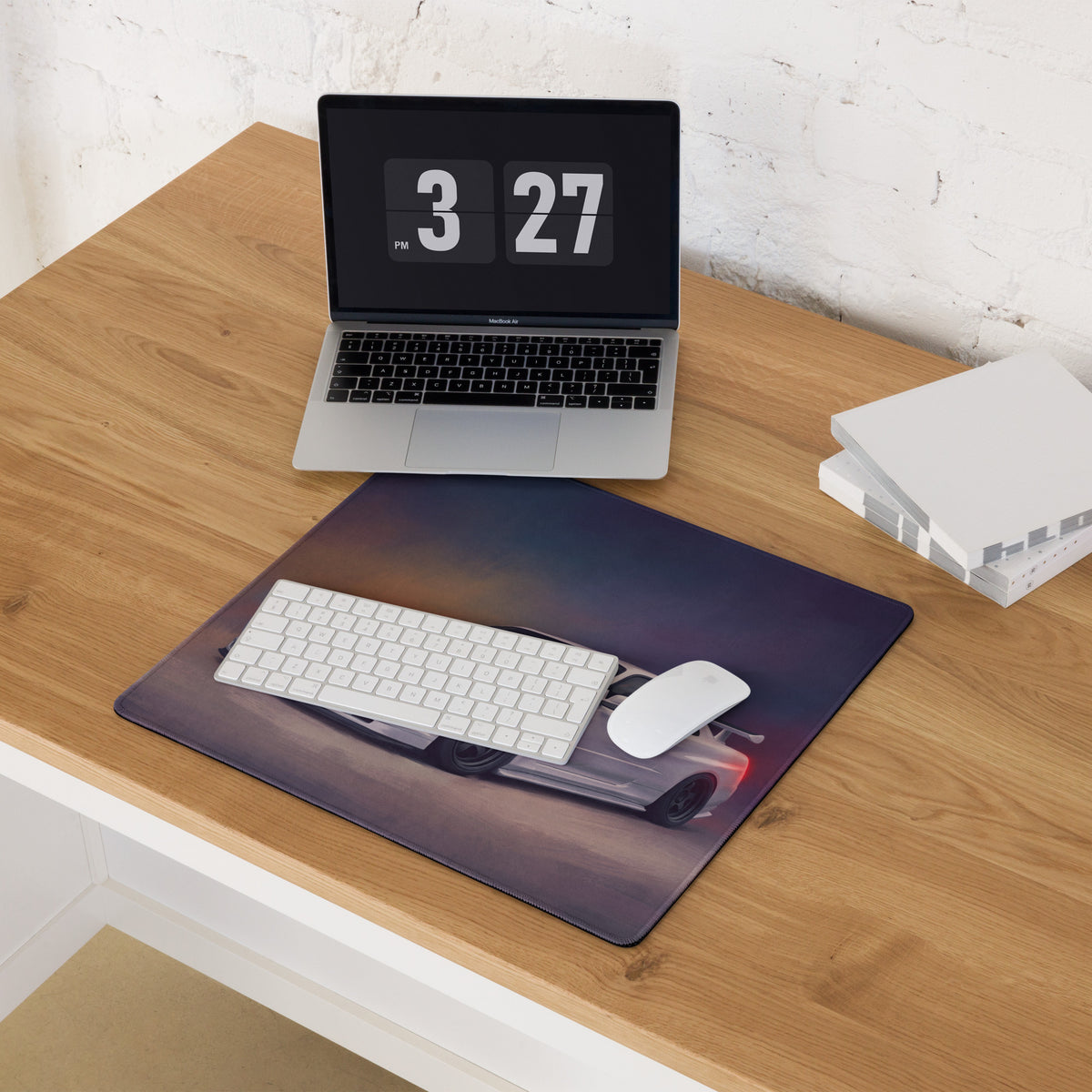 Nissan Skyline Inspired Pearl White R34 GT-R Desk Pad – Ultra-Glide Stitched Edge Gaming Mouse Mat