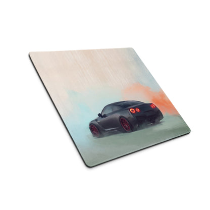 Nissan GT-R Inspired Matte Black Crimson Rim Desk Mat – High-Precision XL Gaming Mousepad