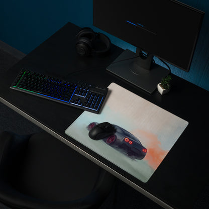 Nissan GT-R Inspired Matte Black Crimson Rim Desk Mat – High-Precision XL Gaming Mousepad