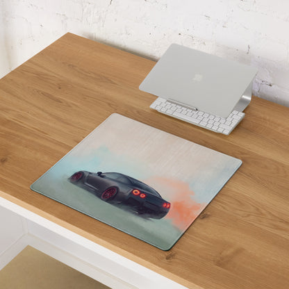 Nissan GT-R Inspired Matte Black Crimson Rim Desk Mat – High-Precision XL Gaming Mousepad