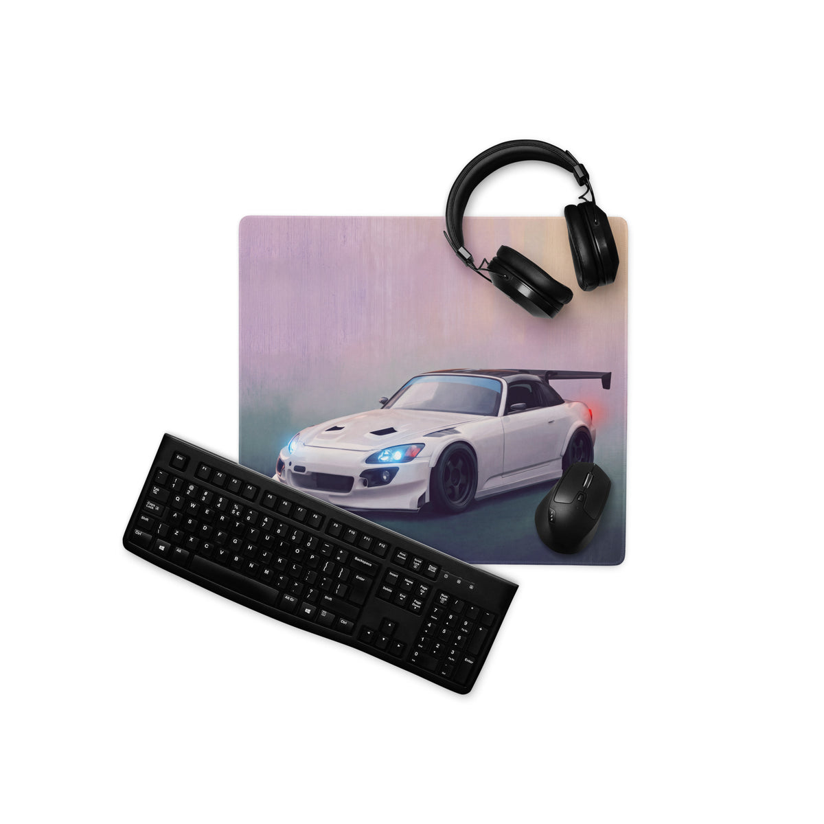 Honda S2000 Inspired Championship White Track Desk Pad – Ultra-Glide Stitched Edge Gaming Mouse Mat