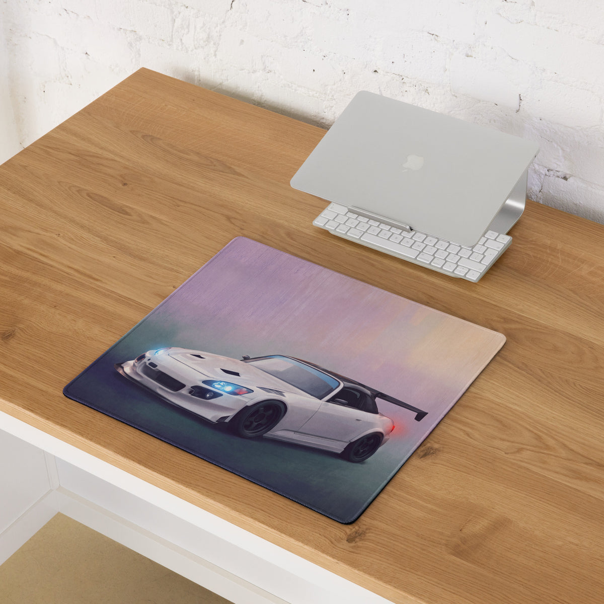 Honda S2000 Inspired Championship White Track Desk Pad – Ultra-Glide Stitched Edge Gaming Mouse Mat
