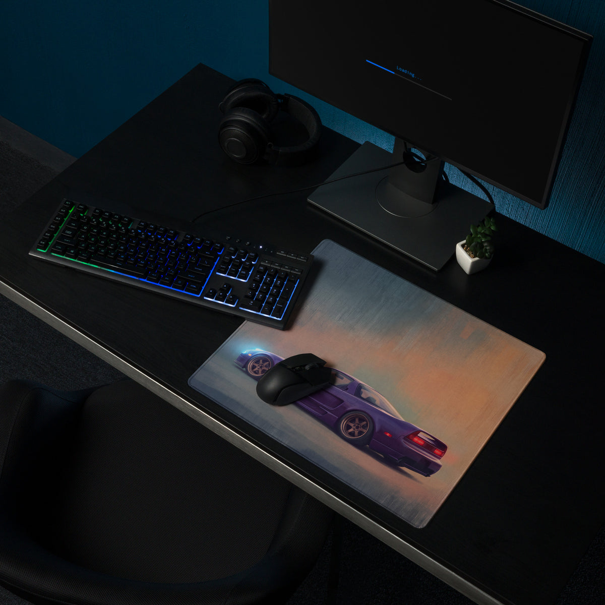 Honda NSX Inspired Midnight Purple Bronze Rim Desk Mat – Low-Friction Cloth Setup Mousepad