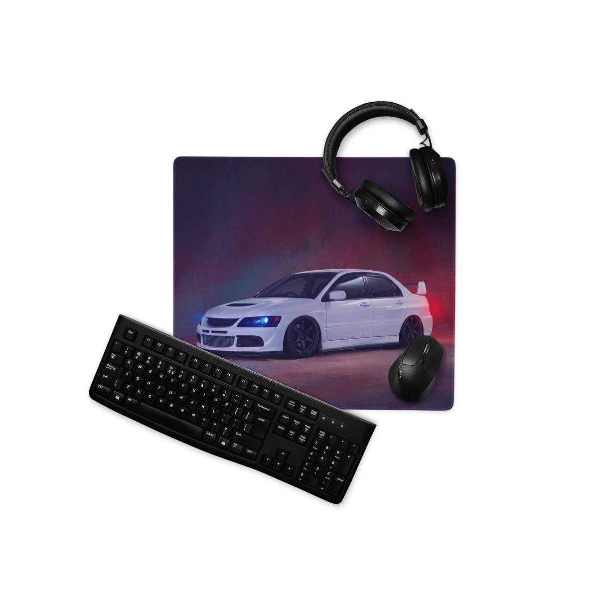 Mitsubishi Lancer Evolution Inspired Pure White Evo IX Desk Pad – Extended Non-Slip PC Mouse Mat