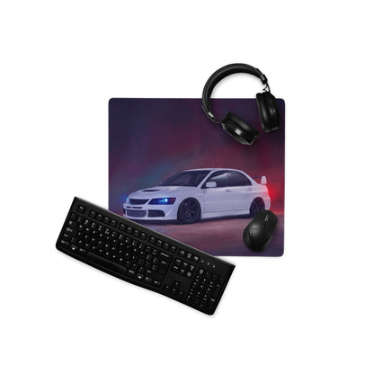 Mitsubishi Lancer Evolution Inspired Pure White Evo IX Desk Pad – Extended Non-Slip PC Mouse Mat