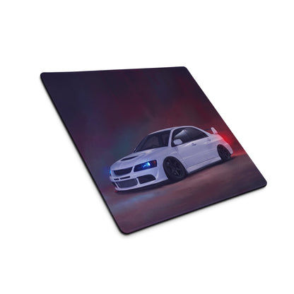 Mitsubishi Lancer Evolution Inspired Pure White Evo IX Desk Pad – Extended Non-Slip PC Mouse Mat
