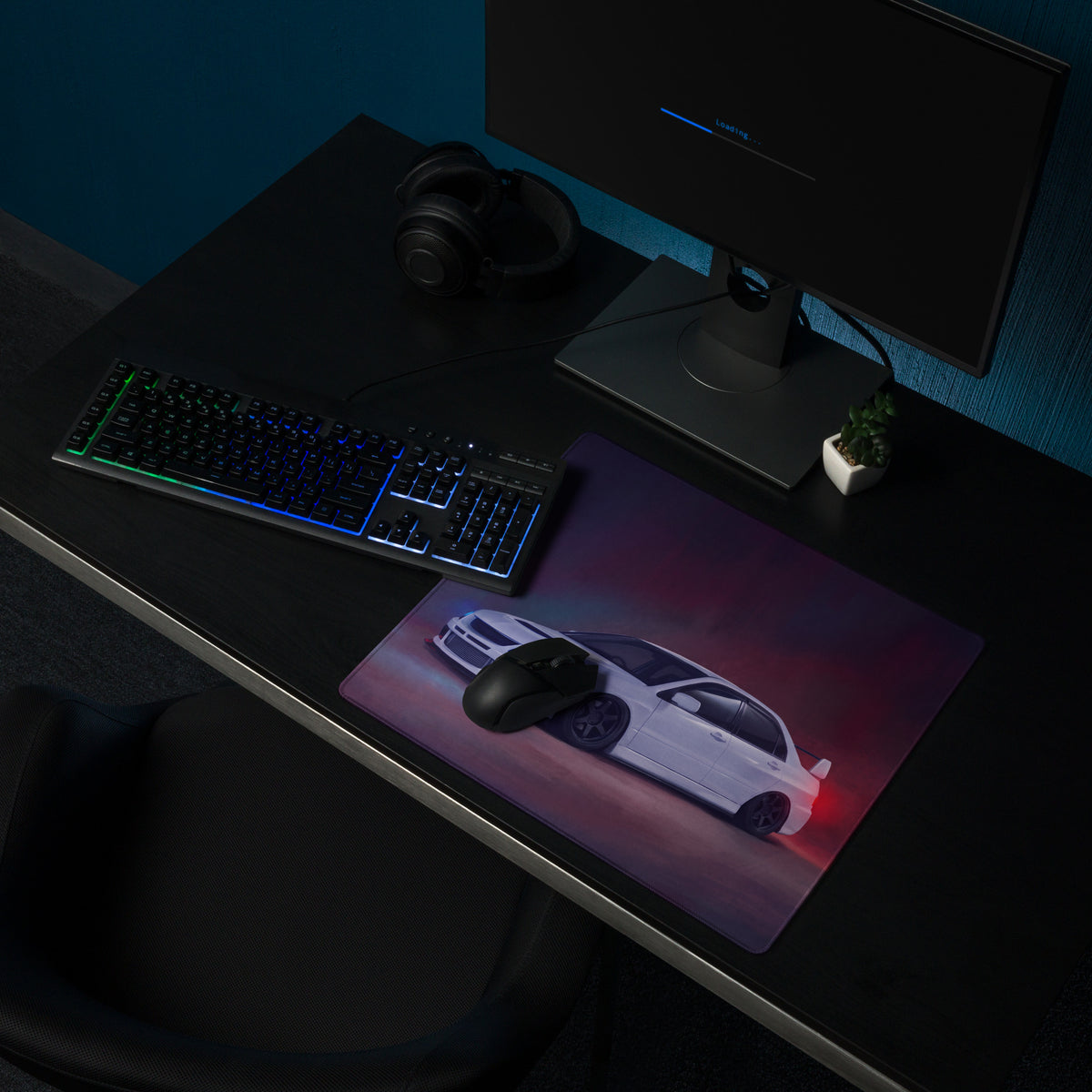 Mitsubishi Lancer Evolution Inspired Pure White Evo IX Desk Pad – Extended Non-Slip PC Mouse Mat