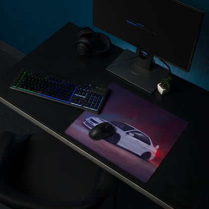 Mitsubishi Lancer Evolution Inspired Pure White Evo IX Desk Pad – Extended Non-Slip PC Mouse Mat