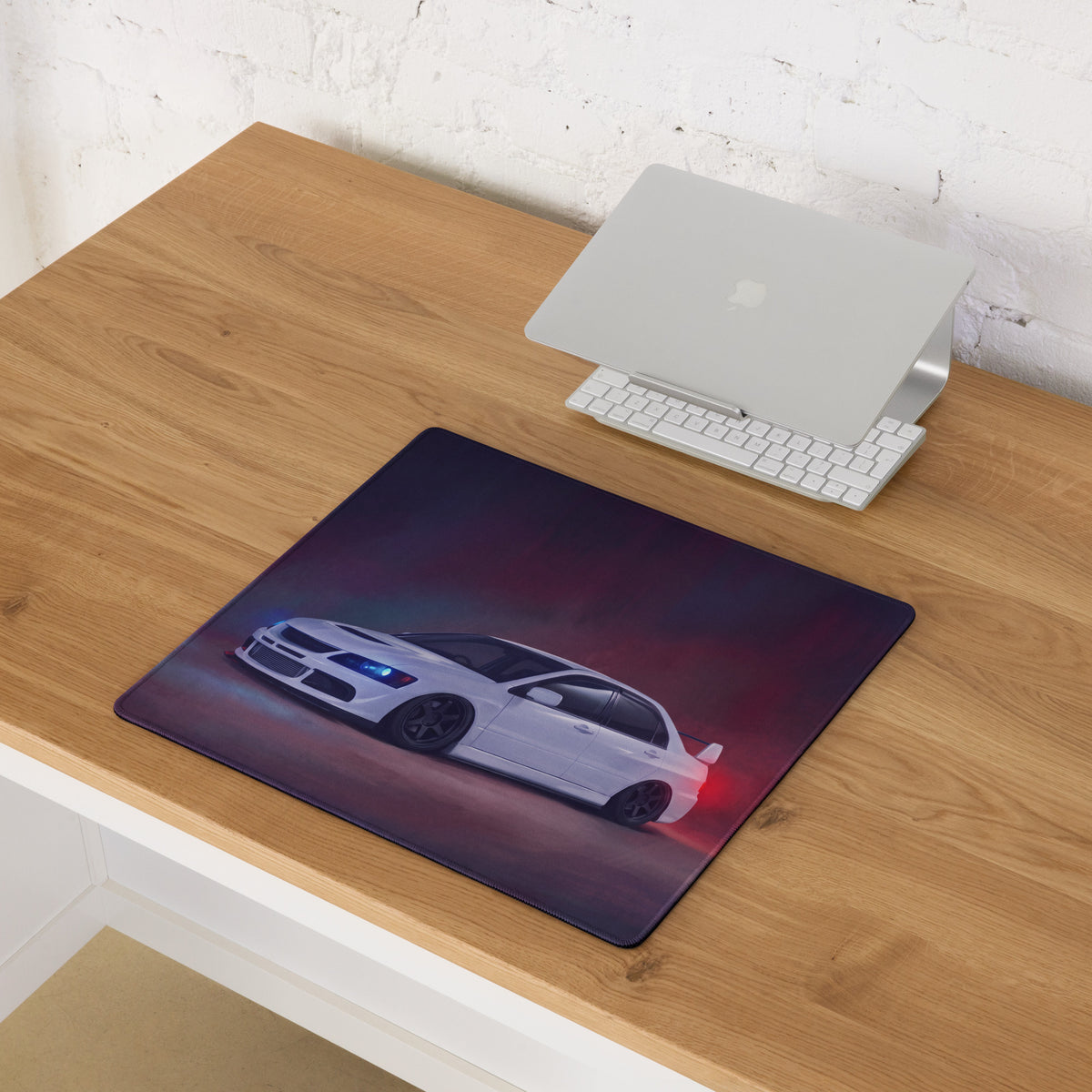 Mitsubishi Lancer Evolution Inspired Pure White Evo IX Desk Pad – Extended Non-Slip PC Mouse Mat