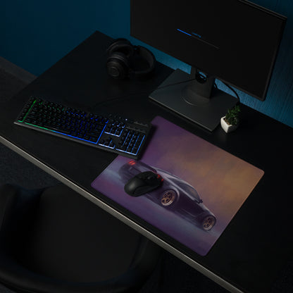 Nissan GT-R Inspired Stealth Black Gold Rim Desk Pad – Ultra-Glide Stitched Edge Gaming Mouse Mat