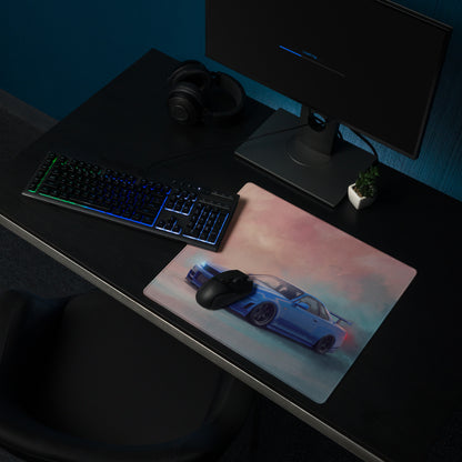 Nissan Skyline Inspired Bayside Blue R34 GT-R Desk Mat – Low-Friction Cloth Setup Mousepad