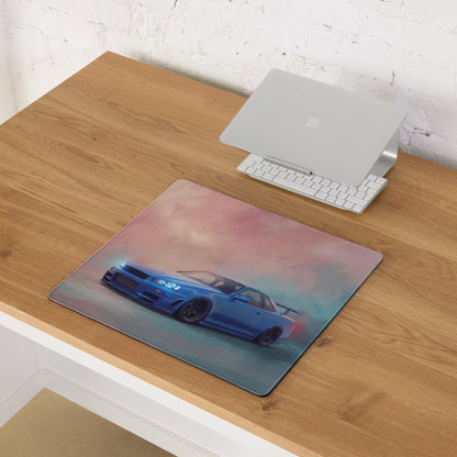 Nissan Skyline Inspired Bayside Blue R34 GT-R Desk Mat – Low-Friction Cloth Setup Mousepad