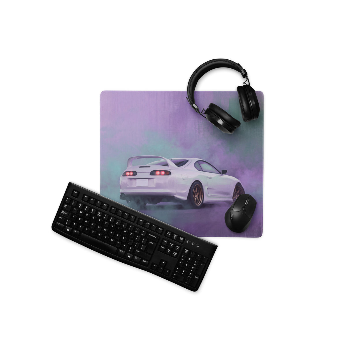 Toyota Supra Inspired Pearl White MK4 Rear Desk Mat – High-Precision XL Gaming Mousepad