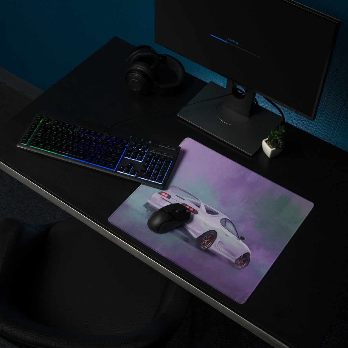 Toyota Supra Inspired Pearl White MK4 Rear Desk Mat – High-Precision XL Gaming Mousepad