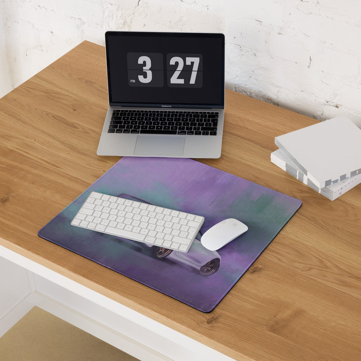 Toyota Supra Inspired Pearl White MK4 Rear Desk Mat – High-Precision XL Gaming Mousepad