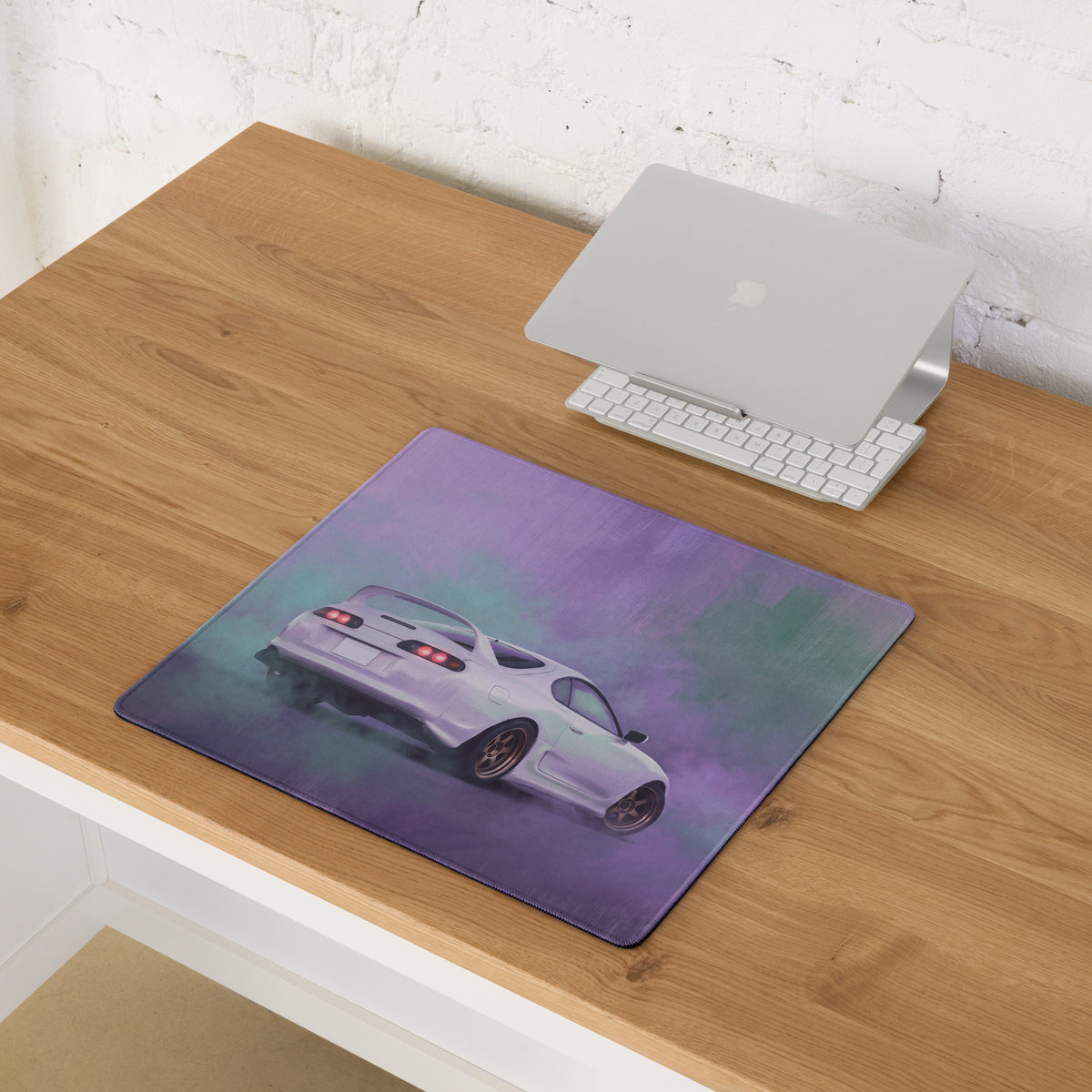 Toyota Supra Inspired Pearl White MK4 Rear Desk Mat – High-Precision XL Gaming Mousepad