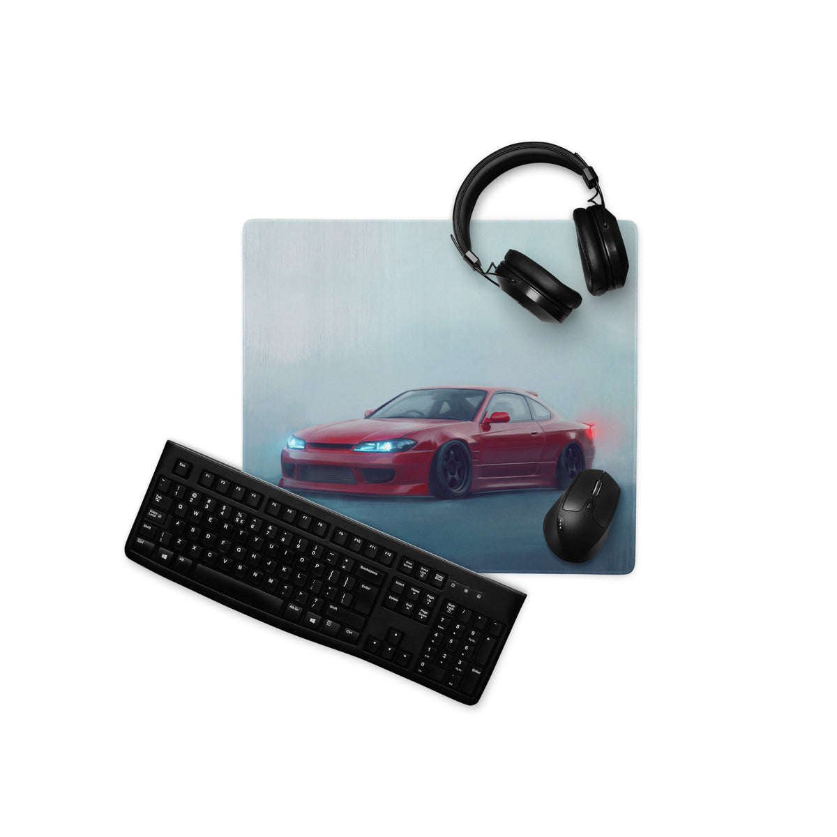 Nissan Silvia Inspired Crimson S15 Spec-R Desk Pad – Ultra-Glide Stitched Edge Gaming Mouse Mat
