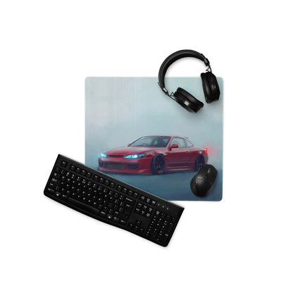 Nissan Silvia Inspired Crimson S15 Spec-R Desk Pad – Ultra-Glide Stitched Edge Gaming Mouse Mat