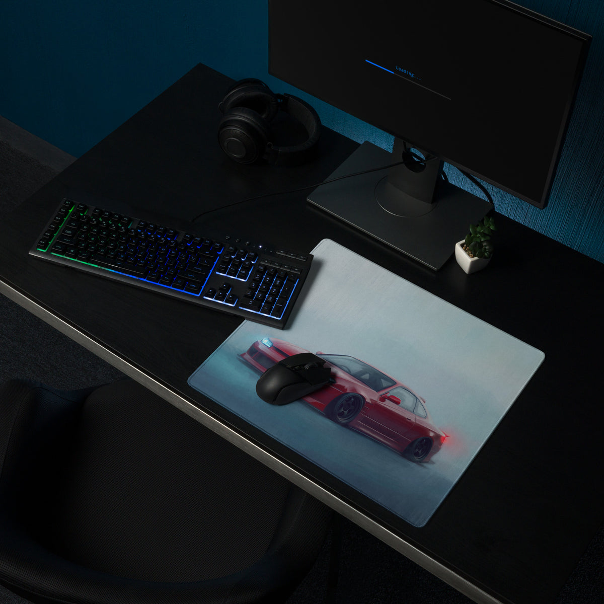 Nissan Silvia Inspired Crimson S15 Spec-R Desk Pad – Ultra-Glide Stitched Edge Gaming Mouse Mat