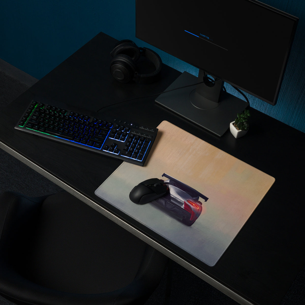Toyota GR Supra Inspired GT4 Camo Rear Desk Mat – Low-Friction Cloth Setup Mousepad