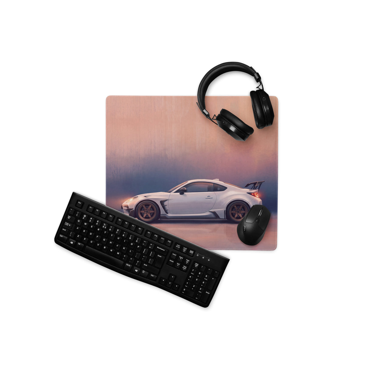 Toyota GR86 Inspired Halo White Widebody Desk Pad – Extended Non-Slip PC Mouse Mat