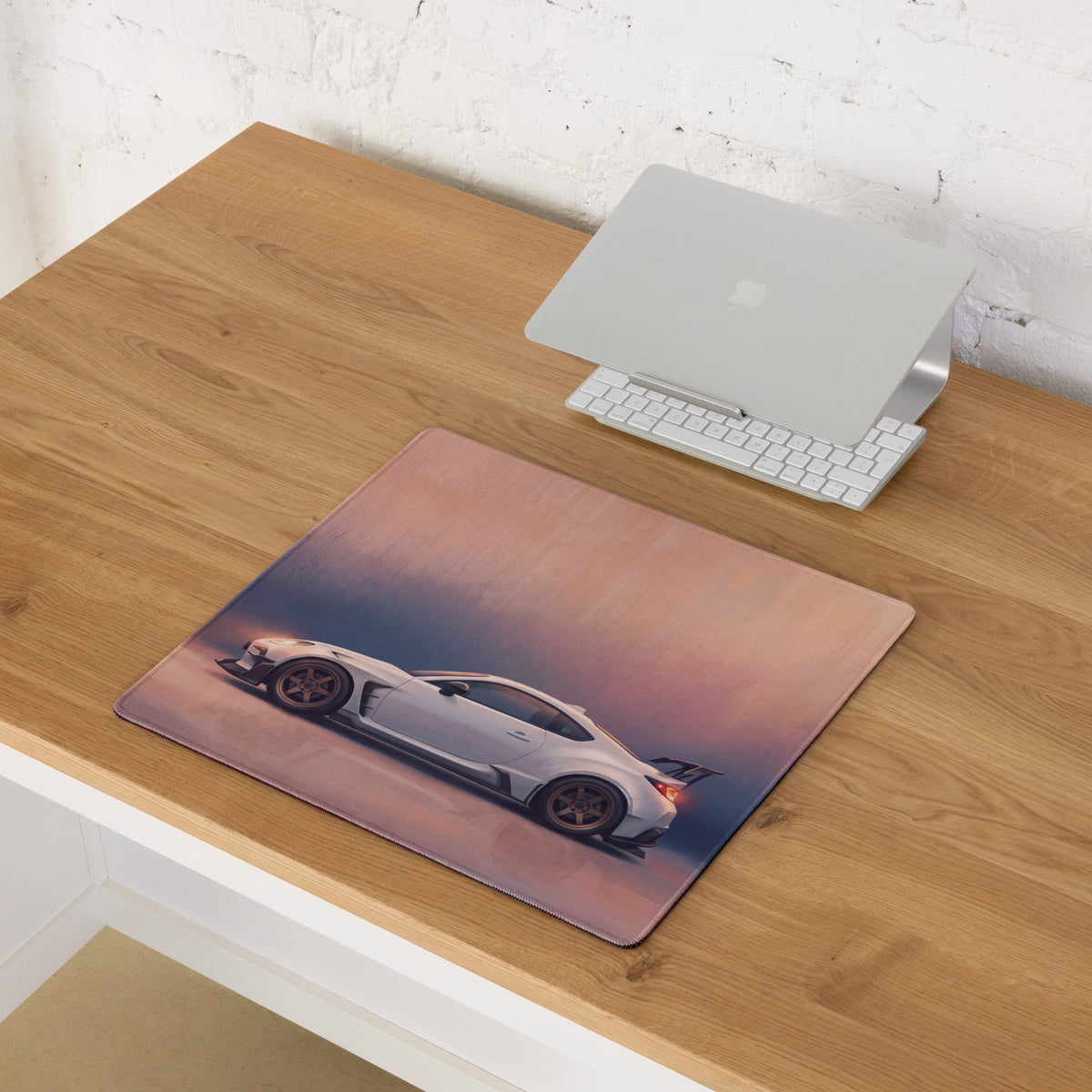 Toyota GR86 Inspired Halo White Widebody Desk Pad – Extended Non-Slip PC Mouse Mat