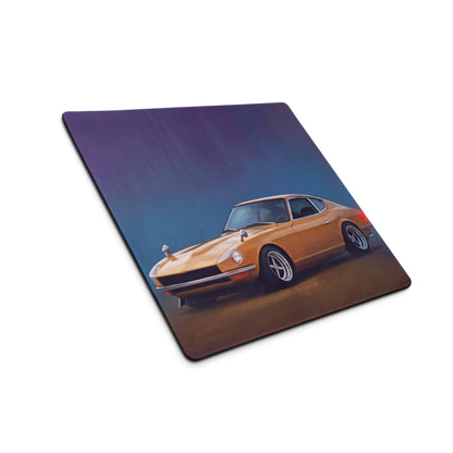 Datsun 240Z Inspired Safari Gold Fairlady Desk Mat – Low-Friction Cloth Setup Mousepad