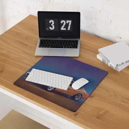 Datsun 240Z Inspired Safari Gold Fairlady Desk Mat – Low-Friction Cloth Setup Mousepad