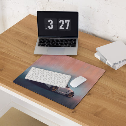 Nissan GT-R Inspired Pearl White Gold Rim Desk Mat – High-Precision XL Gaming Mousepad