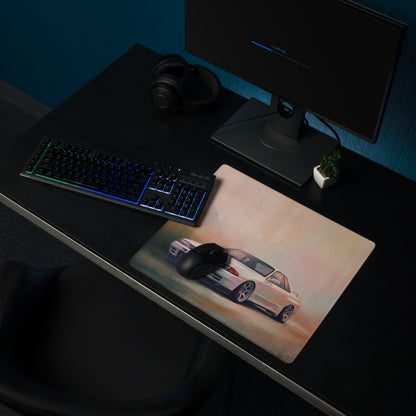 Nissan Skyline Inspired Pearl White R32 GT-R Desk Pad – Ultra-Glide Stitched Edge Gaming Mouse Mat