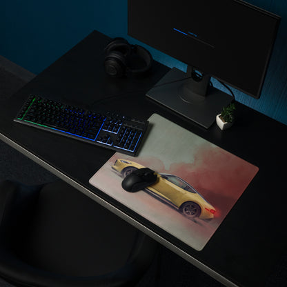 Nissan Z Inspired Ikazuchi Yellow Profile Desk Mat – Low-Friction Cloth Setup Mousepad
