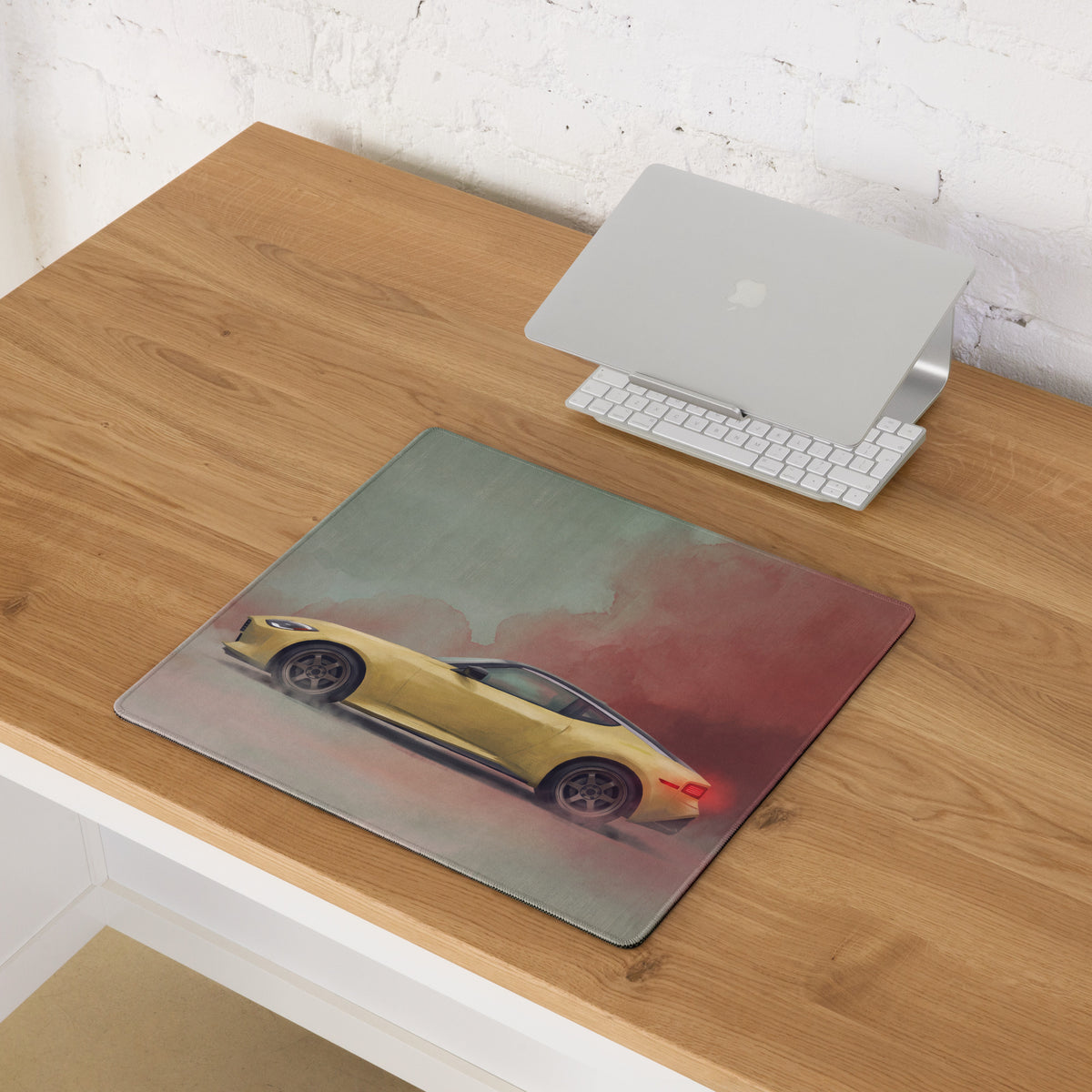 Nissan Z Inspired Ikazuchi Yellow Profile Desk Mat – Low-Friction Cloth Setup Mousepad