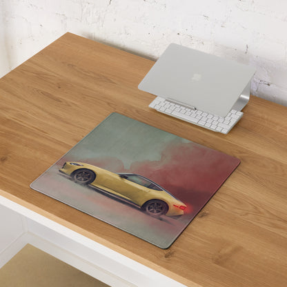 Nissan Z Inspired Ikazuchi Yellow Profile Desk Mat – Low-Friction Cloth Setup Mousepad
