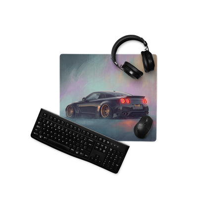 Nissan GT-R Inspired Midnight Gold Rim Rear Desk Pad – Extended Non-Slip PC Mouse Mat