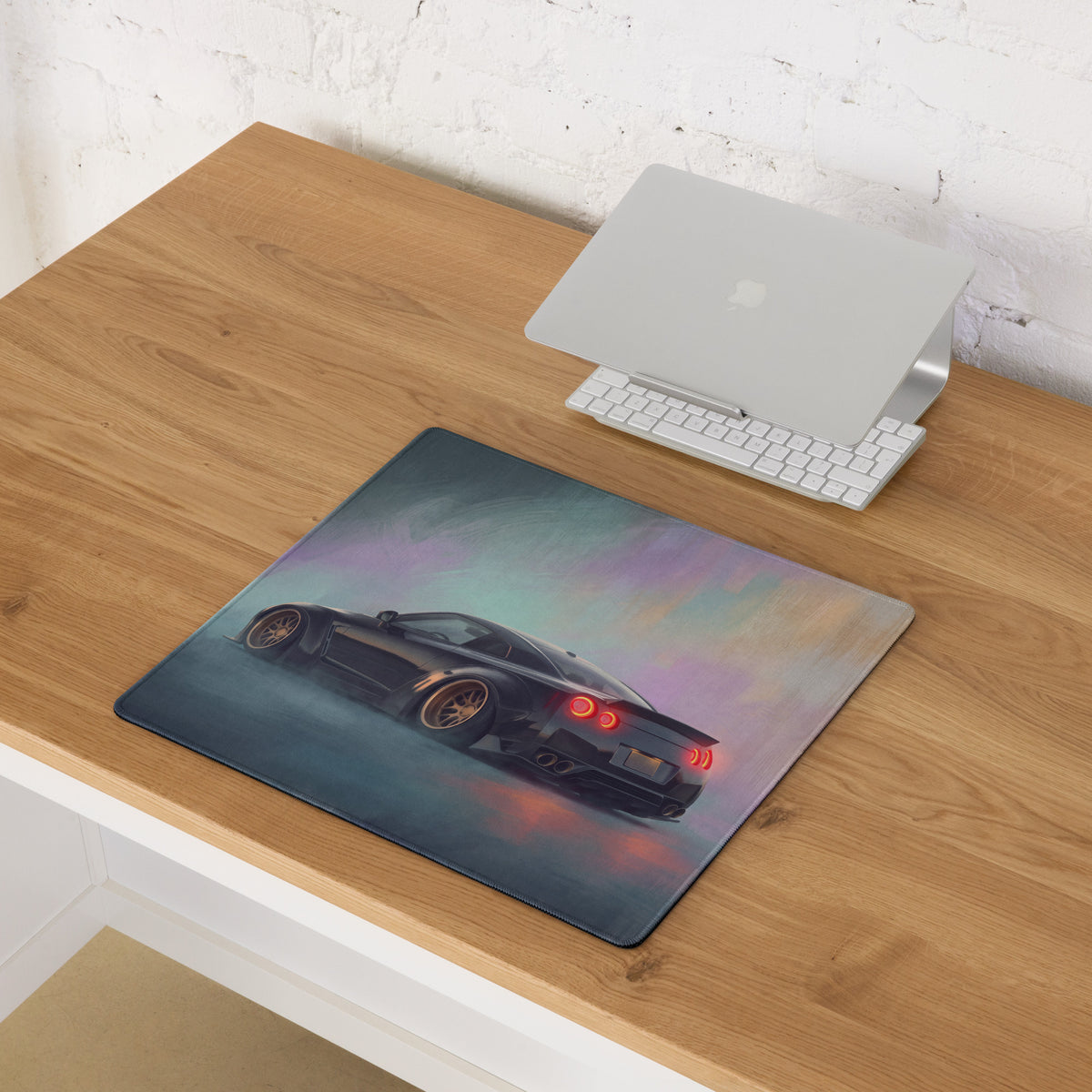 Nissan GT-R Inspired Midnight Gold Rim Rear Desk Pad – Extended Non-Slip PC Mouse Mat