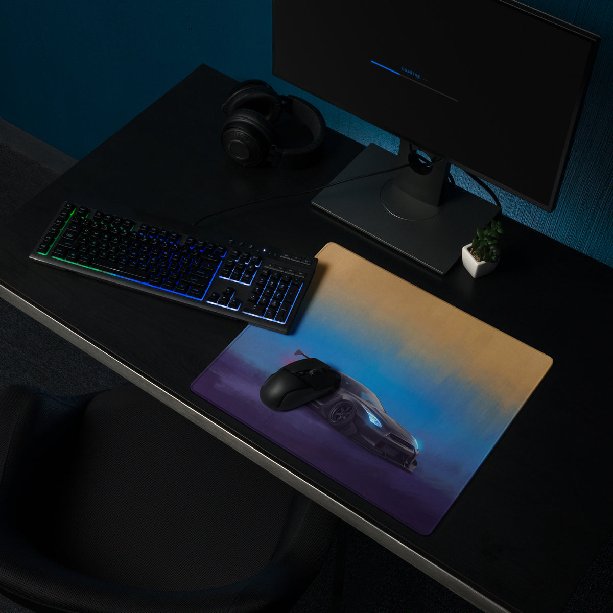 Nissan GT-R Inspired Stealth Black Widebody Desk Mat – High-Precision XL Gaming Mousepad