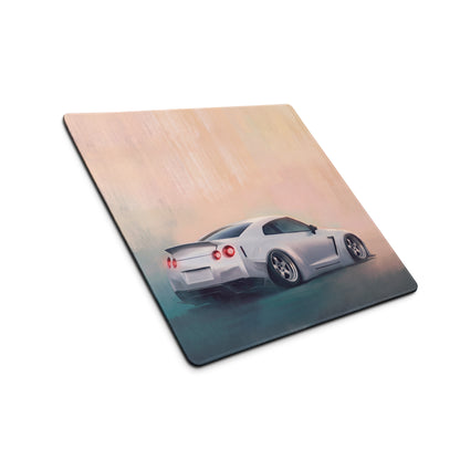 Nissan GT-R Inspired Pearl White Stance Desk Mat – Low-Friction Cloth Setup Mousepad