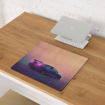 Nissan Skyline Inspired Bayside Blue R34 GT-R Rear Desk Pad – Extended Non-Slip PC Mouse Mat