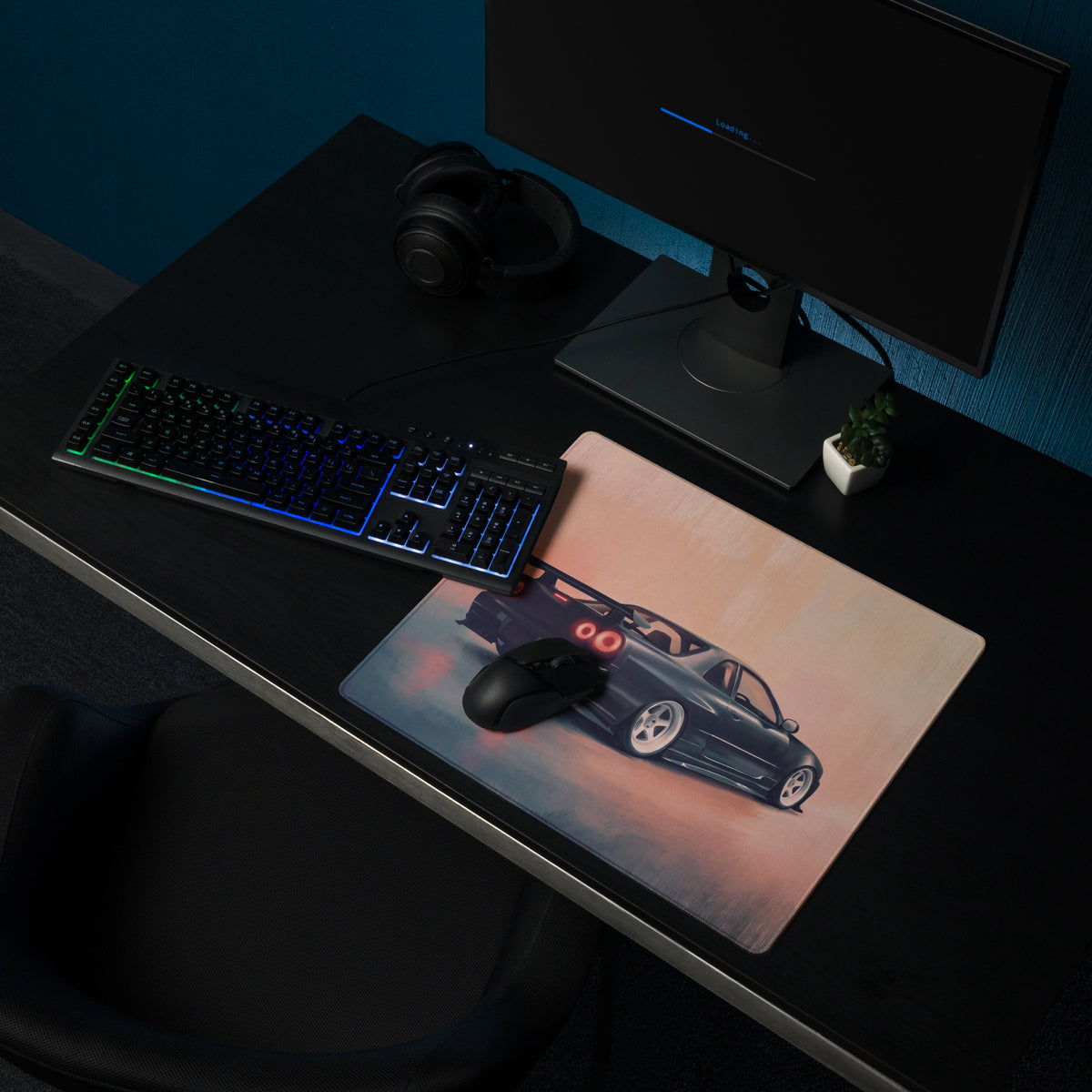Nissan Skyline Inspired Black Pearl R34 GT-R Desk Mat – High-Precision XL Gaming Mousepad