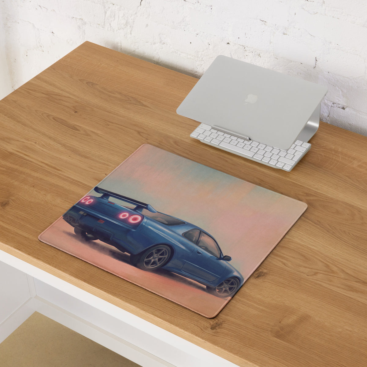 Nissan Skyline Inspired Apex Blue R34 GT-R Desk Mat – Low-Friction Cloth Setup Mousepad
