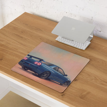 Nissan Skyline Inspired Apex Blue R34 GT-R Desk Mat – Low-Friction Cloth Setup Mousepad