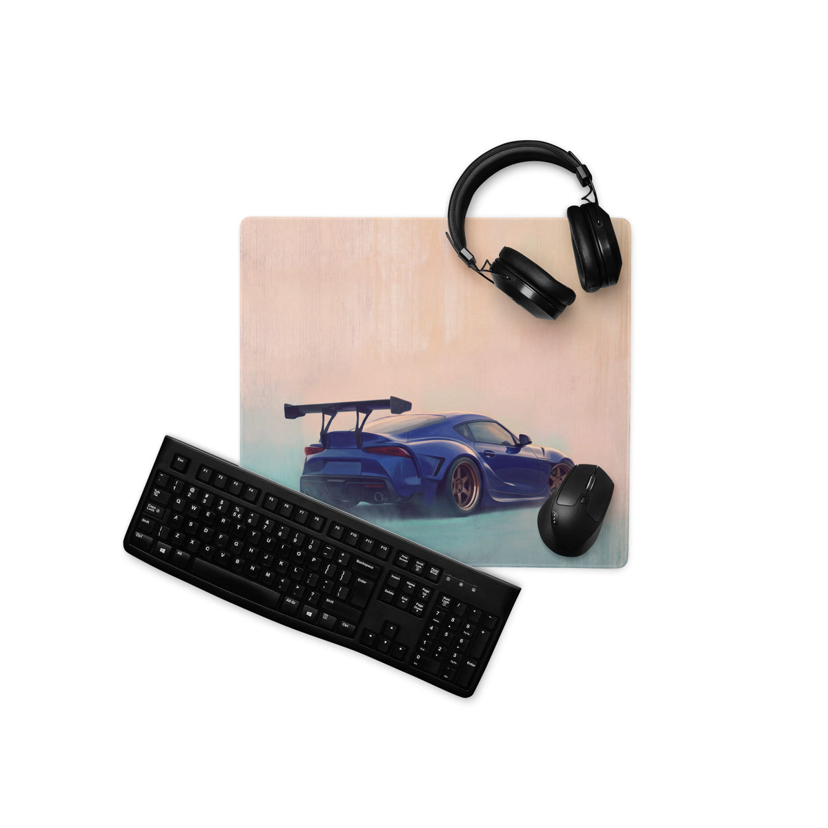 Toyota GR Supra Inspired Horizon Blue GT Wing Desk Pad – Ultra-Glide Stitched Edge Gaming Mouse Mat
