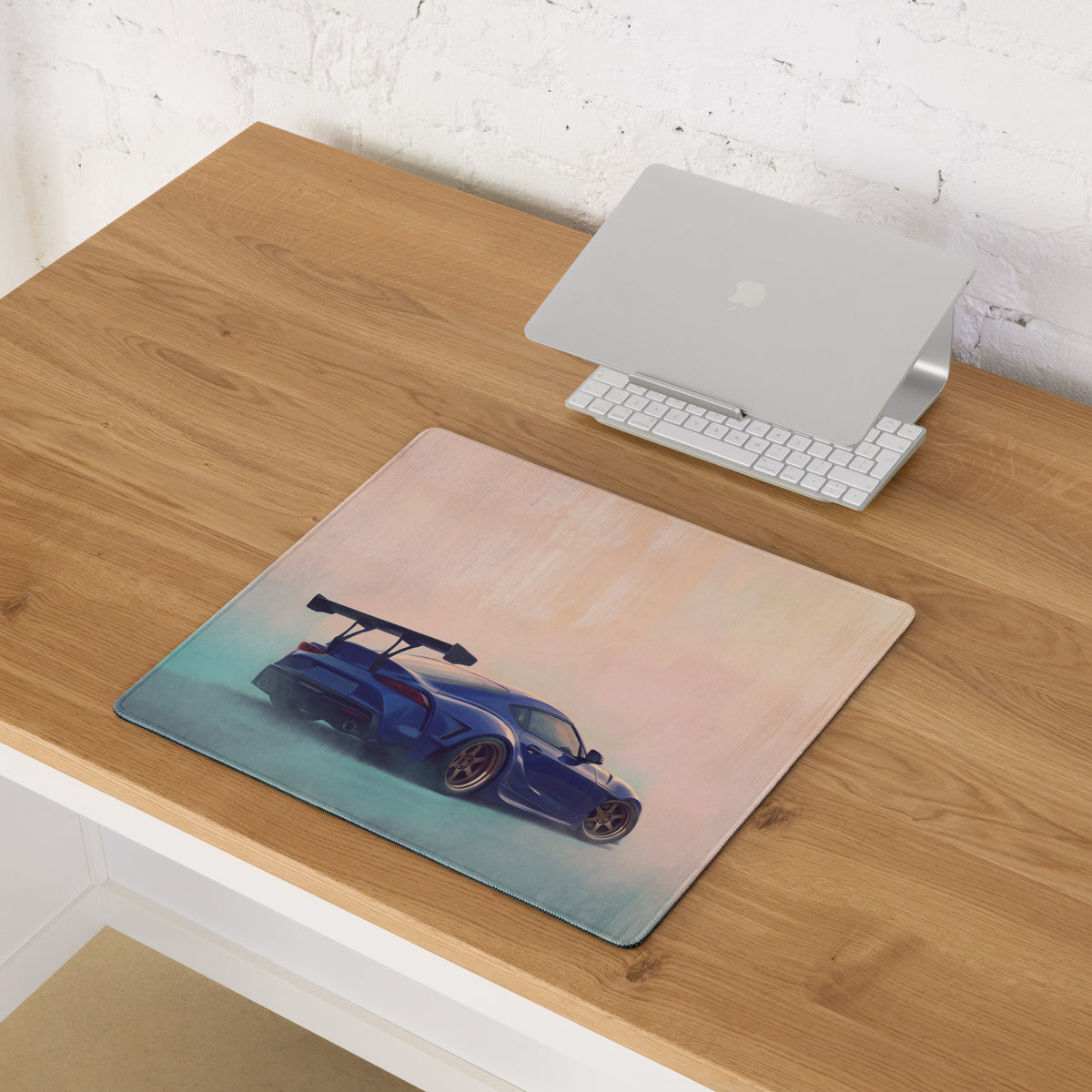 Toyota GR Supra Inspired Horizon Blue GT Wing Desk Pad – Ultra-Glide Stitched Edge Gaming Mouse Mat
